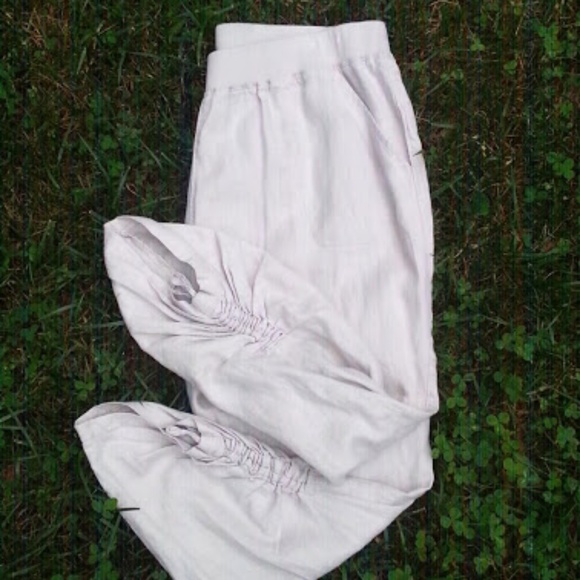 Ellen Tracy tan linen capri pants drawstring legs sz 16 - Picture 1 of 5